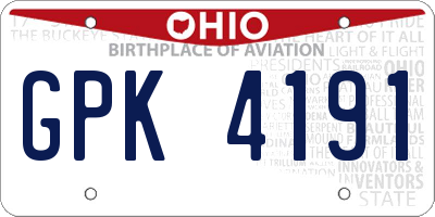 OH license plate GPK4191