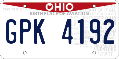 OH license plate GPK4192