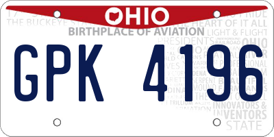 OH license plate GPK4196