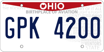 OH license plate GPK4200