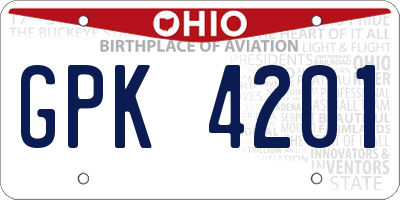 OH license plate GPK4201