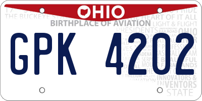 OH license plate GPK4202