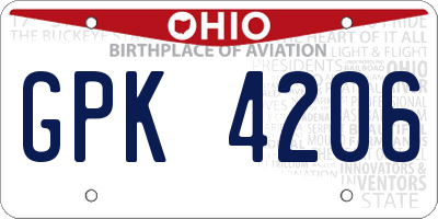 OH license plate GPK4206