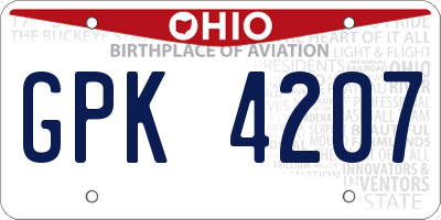 OH license plate GPK4207