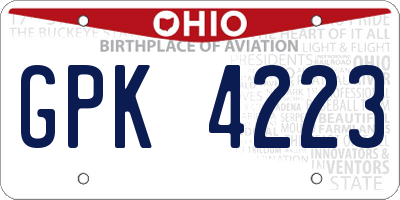 OH license plate GPK4223