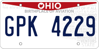 OH license plate GPK4229