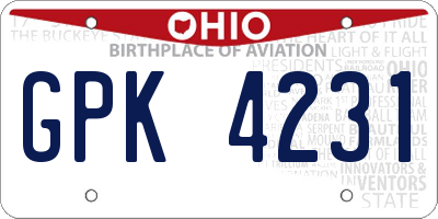 OH license plate GPK4231
