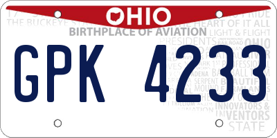 OH license plate GPK4233