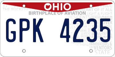 OH license plate GPK4235