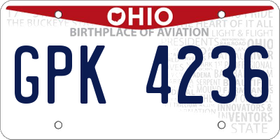 OH license plate GPK4236