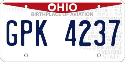 OH license plate GPK4237