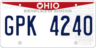 OH license plate GPK4240