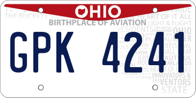 OH license plate GPK4241