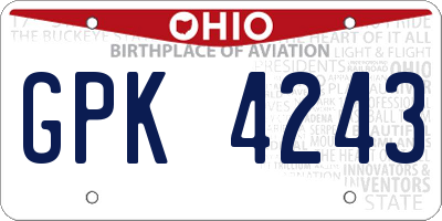 OH license plate GPK4243