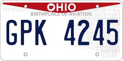 OH license plate GPK4245