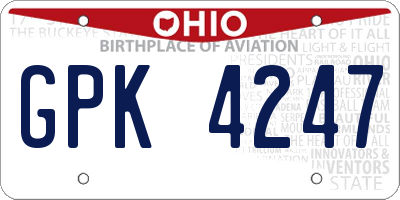 OH license plate GPK4247