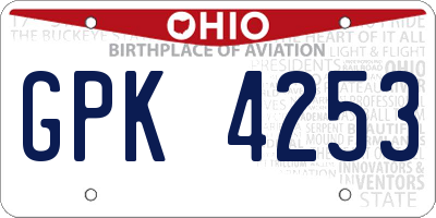 OH license plate GPK4253