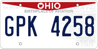 OH license plate GPK4258