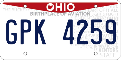 OH license plate GPK4259