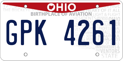 OH license plate GPK4261