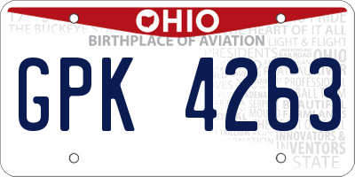 OH license plate GPK4263