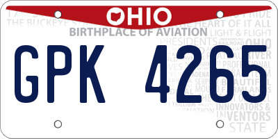 OH license plate GPK4265