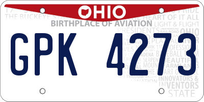 OH license plate GPK4273