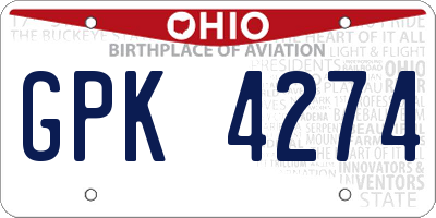 OH license plate GPK4274