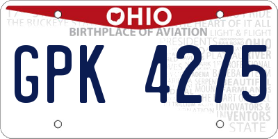 OH license plate GPK4275
