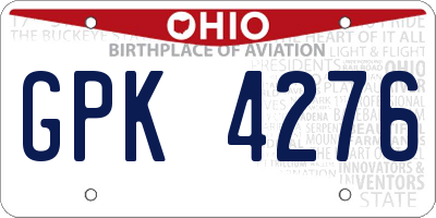 OH license plate GPK4276