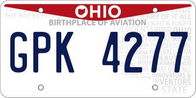OH license plate GPK4277