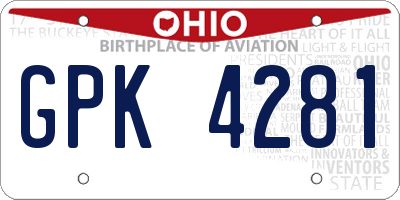 OH license plate GPK4281