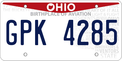 OH license plate GPK4285