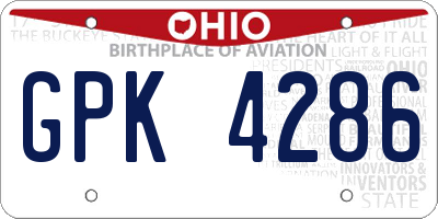 OH license plate GPK4286