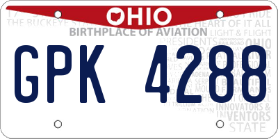 OH license plate GPK4288