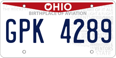 OH license plate GPK4289