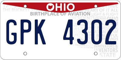 OH license plate GPK4302