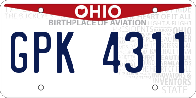 OH license plate GPK4311
