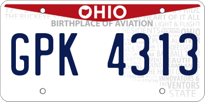 OH license plate GPK4313