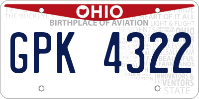 OH license plate GPK4322