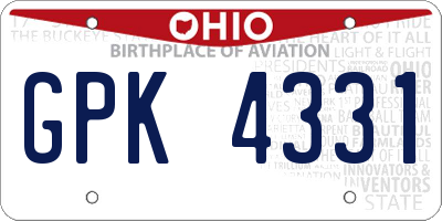OH license plate GPK4331