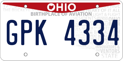 OH license plate GPK4334