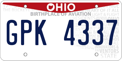 OH license plate GPK4337