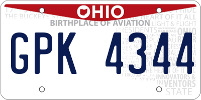 OH license plate GPK4344