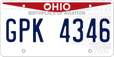 OH license plate GPK4346