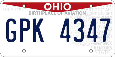 OH license plate GPK4347