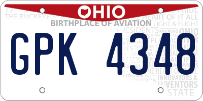 OH license plate GPK4348