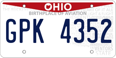 OH license plate GPK4352