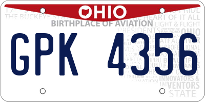 OH license plate GPK4356