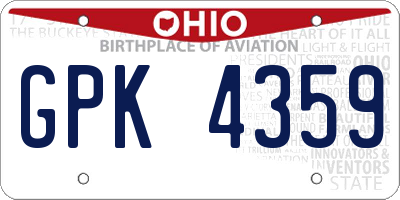 OH license plate GPK4359